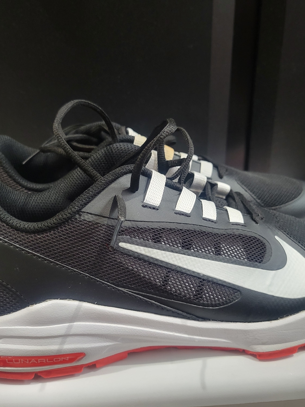 Nike Lunar Black, White & Red Athletic Shoes